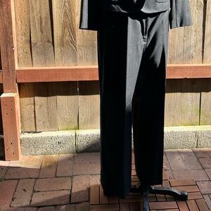 Loft, suit pants, 99% wool, grey pinstriped.